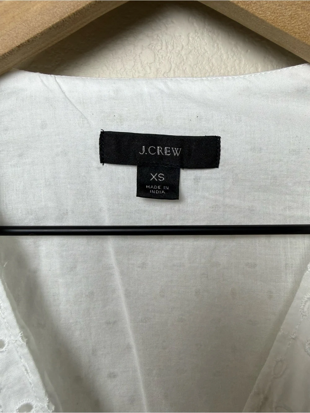 J Crew White Eyelet Ruffle Wrap Blouse Cotton Cottagecore Shirt AW838 Girly XS